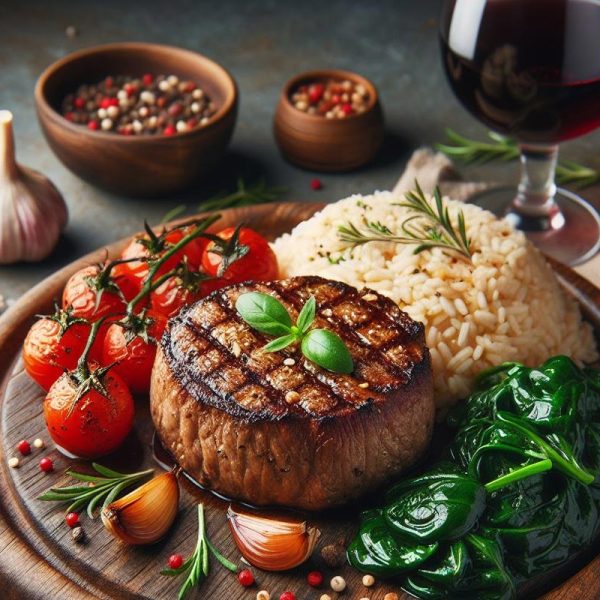 ستيك لحم مع الأرز